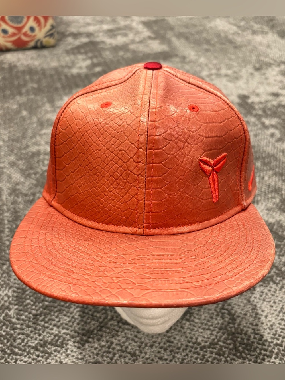 Nike Kobe Bryant Red Snakeskin Leather Hat Adjustable Strap RARE QS Red October